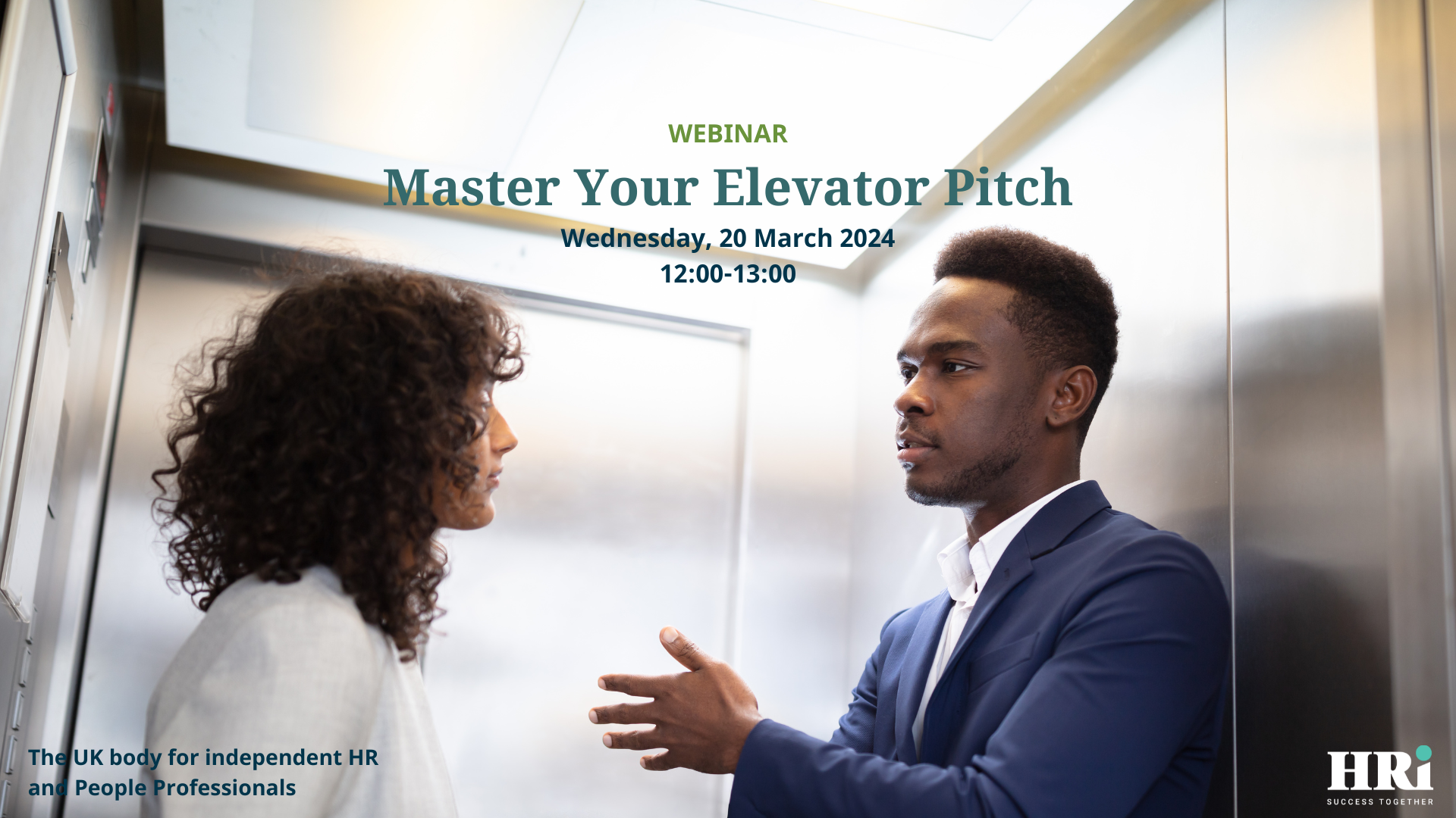 two people in a lift practising elevator pitch